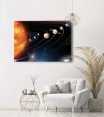 güneş sistemi kanvas tablo ile güneş sistemindeki gezegenler temsil edilmekte lavi tasarım tarafından