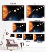 güneş sistemi kanvas tablo ile güneş sistemindeki gezegenler temsil edilmekte lavi tasarım tarafından
