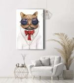 gözlüklü kedi kanvas tablo ev dekorasyon ürünleri mağazası Lavi Tasarım da sizlerle