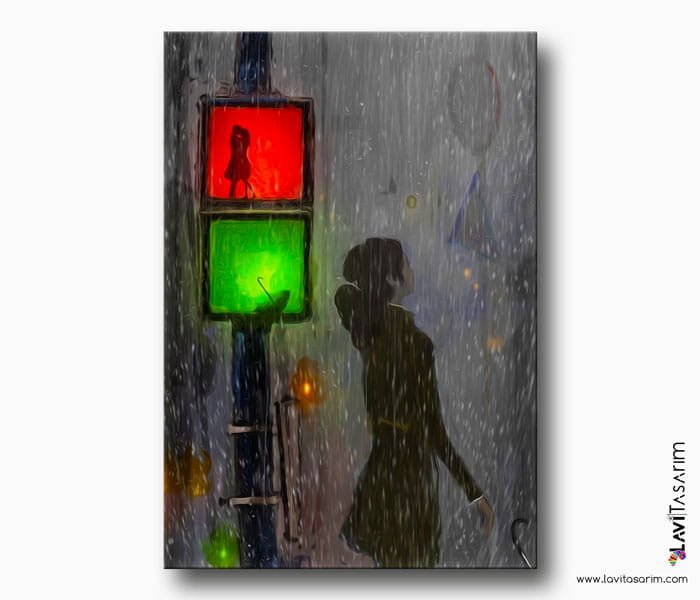 romantik yağmur kanvas tablo