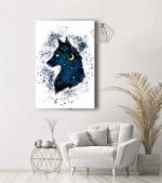 yıldız ve ay olan mavi bozkurt kanvas tablo , lavi tasarım , blue wolf ev dekorasyon ürünleri mağazası Lavi Tasarım da sizlerle
