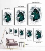 yıldız ve ay olan yeşil bozkurt kanvas tablo , lavi tasarım , green wolf ev dekorasyon ürünleri mağazası Lavi Tasarım da sizlerle