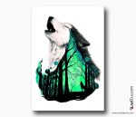 uluyan kurt kanvas tablo , lavi tasarım , howling wolf
