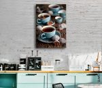 çay saati kanvas tablo, yiyecek içecek tabloları, kafe restaurant tabloları, kafe aksesuarları, içecek temalı tablolar, lavi tasarım