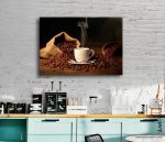 coffee kanvas tablo, kahve çekirdeği kanvas tablo, kahve içecek temalı tablolar, restoran tabloları, lavi tasarım, en güzel kafe tablo