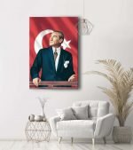 atatürk tablosu türk bayraklı kanvas tablo , atatürk resimleri, atatürk fotoğrafları, kaliteli atatürk tablosu, lavi tasarım, lavi tasarim