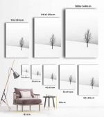 Kar ve Yaprakları Dökülmüş Ağaç Kanvas Tablo, kış mevsimi tabloları