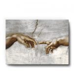 Adem’in Yaratılışı Kanvas Tablo - The Creation of Adam Tablosu nu anlatan iki elin parmaklarının dokunması
